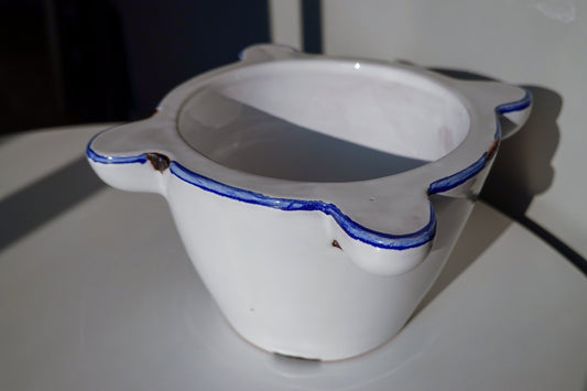 Vintage Handmade Italian Vessel - Unique Shape Bowl - Vintage Mortar - Double Walled Low Vessel - Succulent Planter Pencil Holder