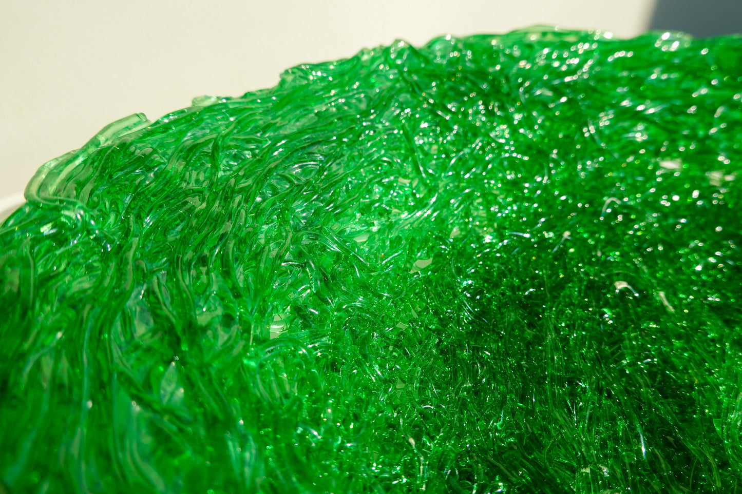 60's Spun Spaghetti Acrylic Bowl - Vintage Green Transparent 12" Centerpiece Bowl