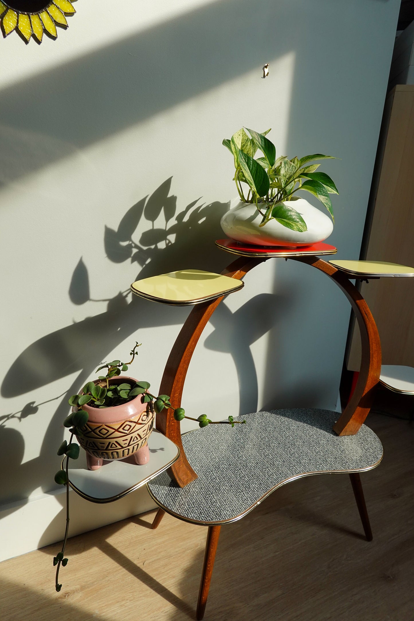 50's Four Tier Plant Stand - Vintage Plant Stand Kidney Shape - Mid-Century Modern Plant Stand - Pristine Condition European Design