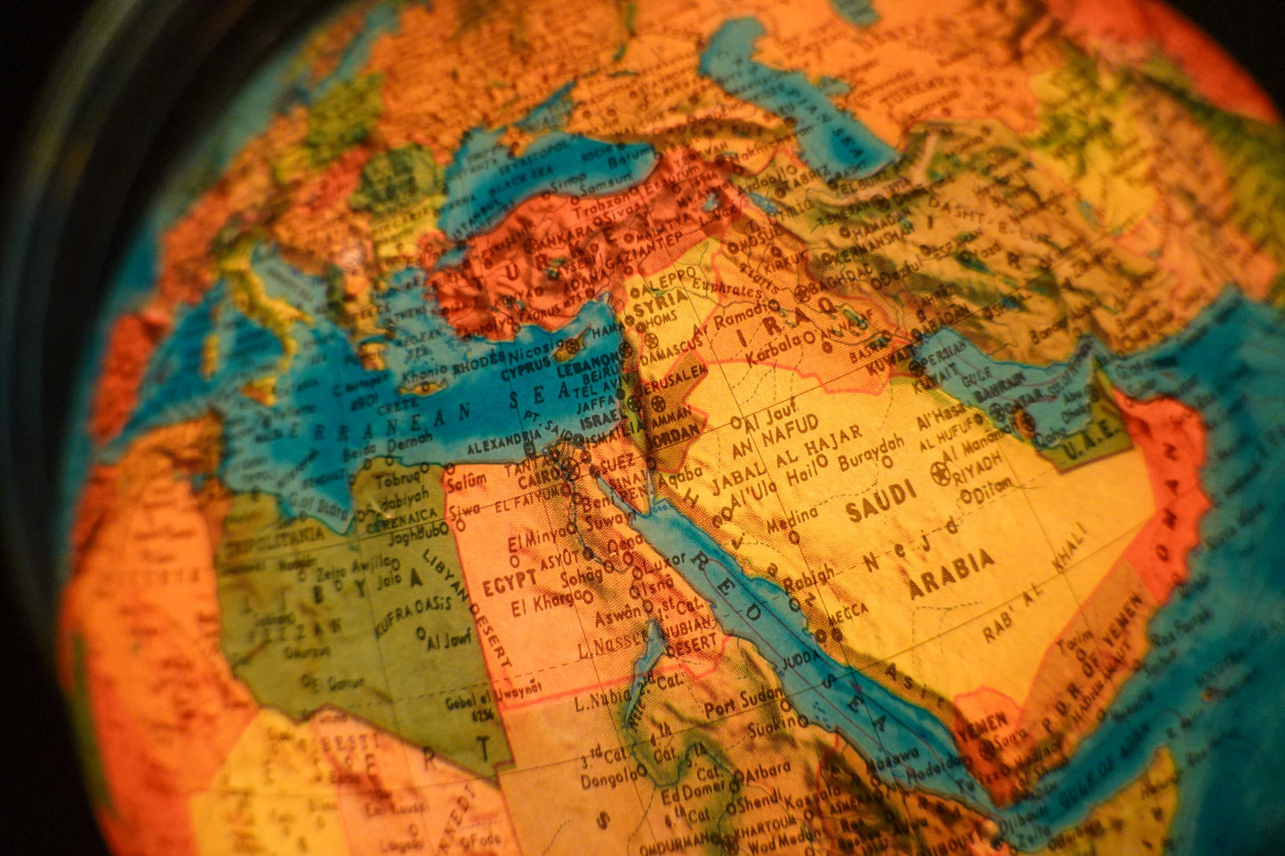 80's Rand McNally Physical Political Illuminated Globe - Vintage Light Up Globe - Rico Florence Designed