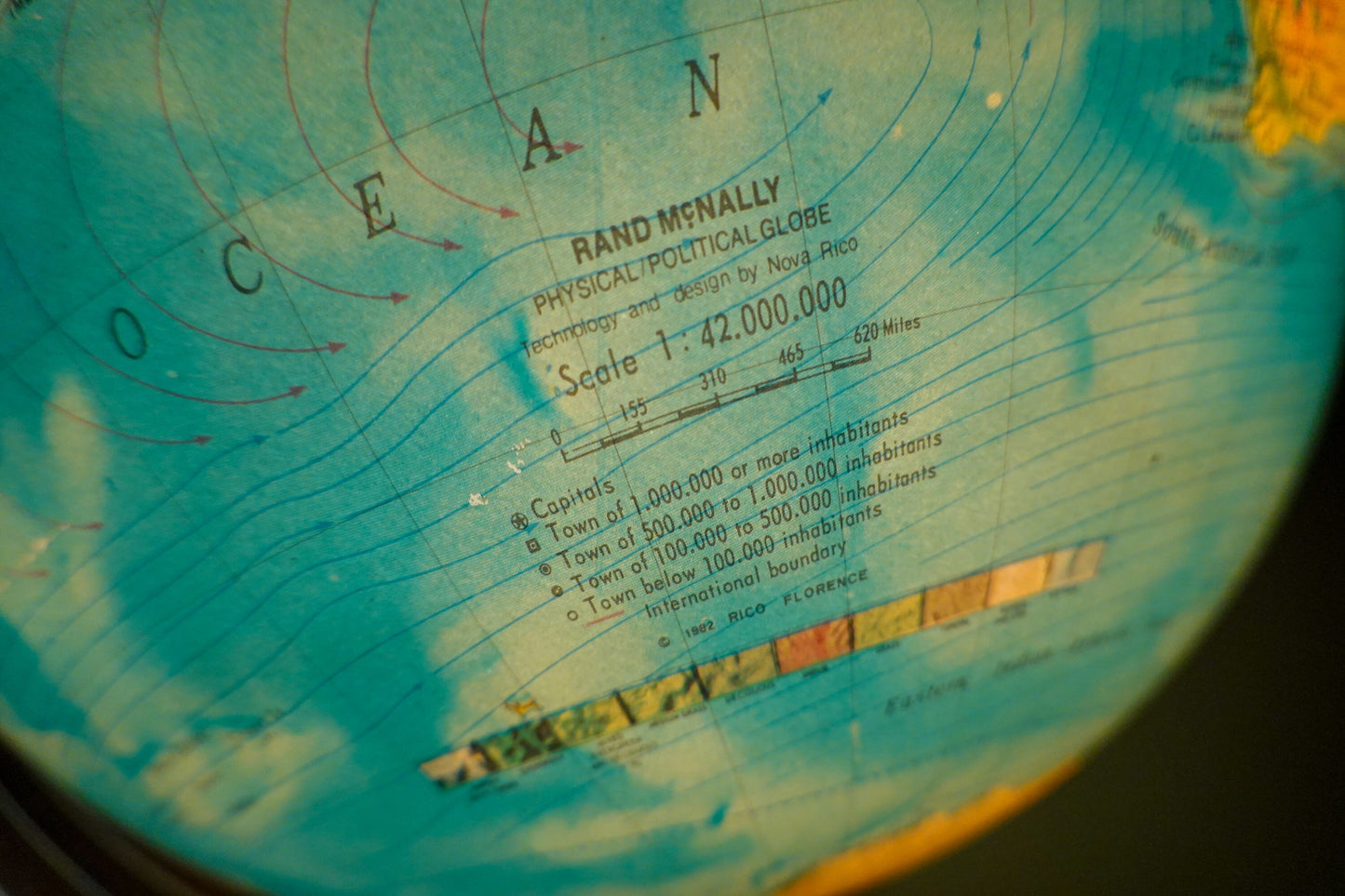 80's Rand McNally Physical Political Illuminated Globe - Vintage Light Up Globe - Rico Florence Designed