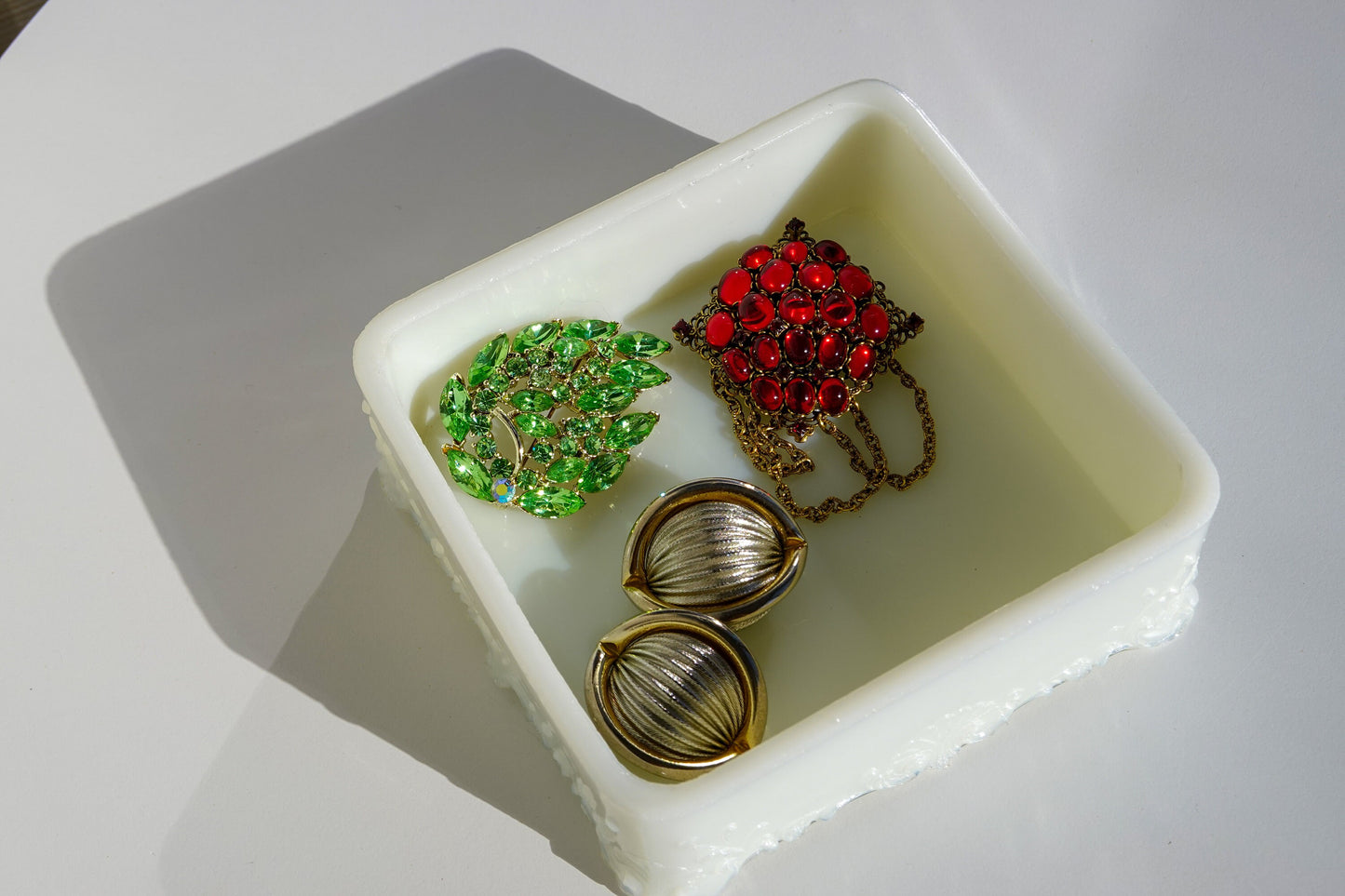 40's Judy Lee Converter Pendant Brooch - Vintage Red Glass Cabochon Brooch - Early Designer Signed Costume Jewelry - Gold and Ruby Pendant