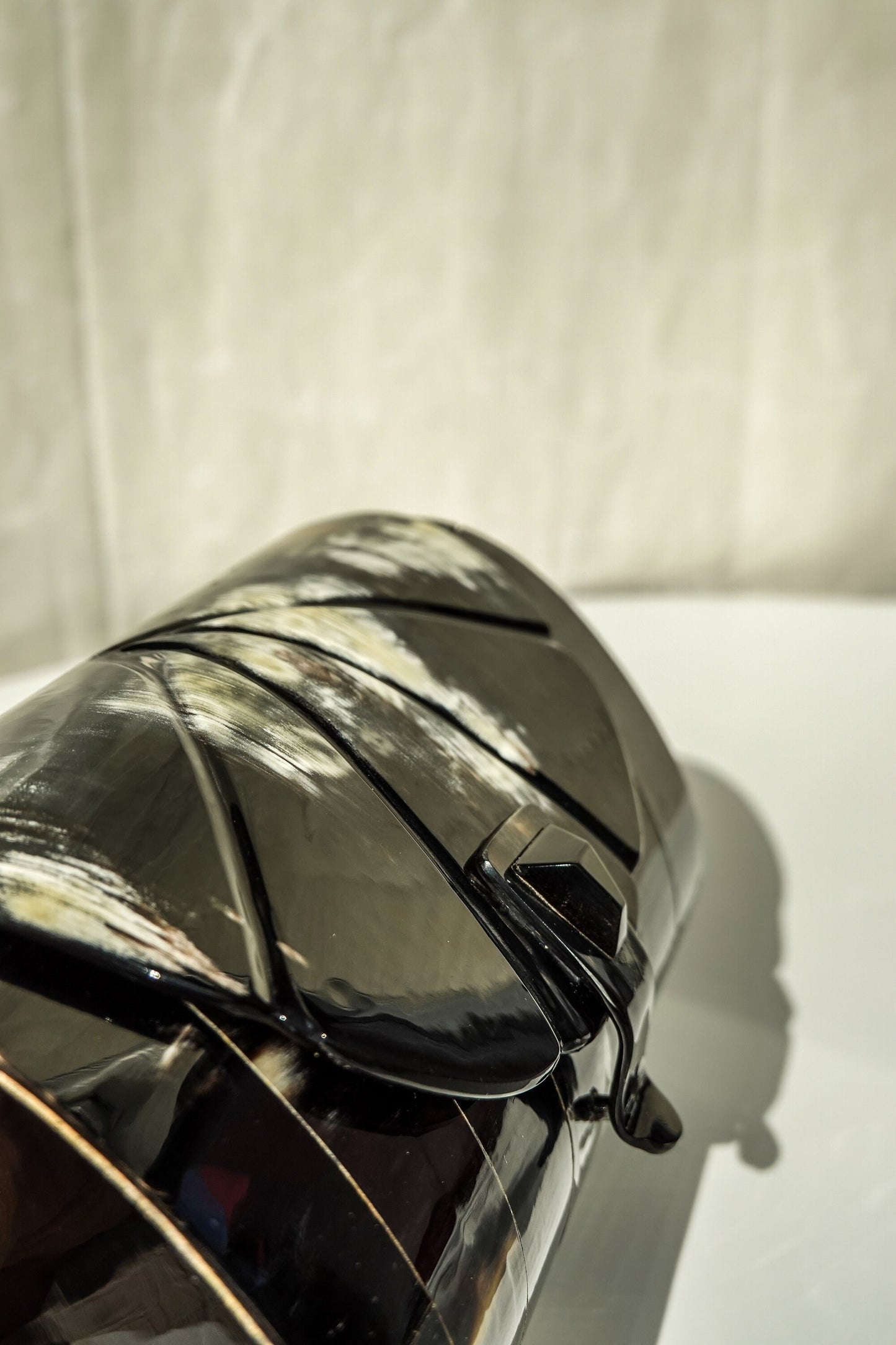 Vintage Exotic Polished Horn Evening Clutch - Vintage Deco Style Clutch - Structured Sculptural Evening Bag