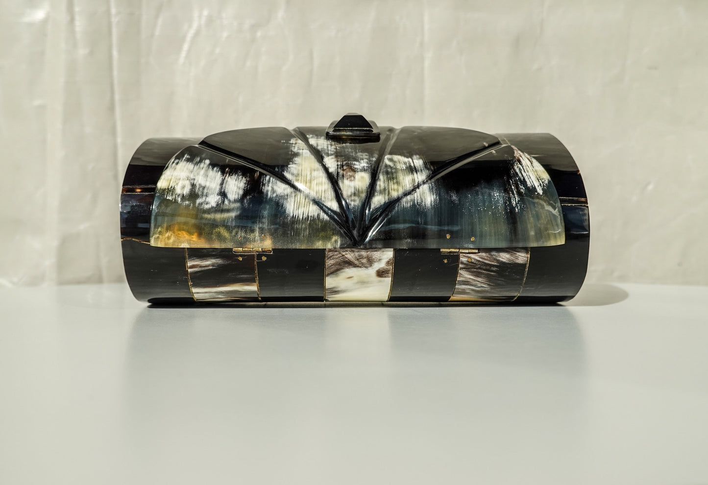 Vintage Exotic Polished Horn Evening Clutch - Vintage Deco Style Clutch - Structured Sculptural Evening Bag