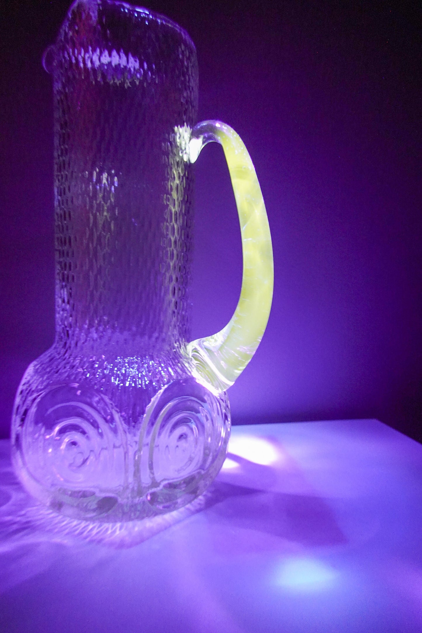 50's - 60's Cocktail Pitcher - UV Reactive MCM Pitcher - Textured Glass