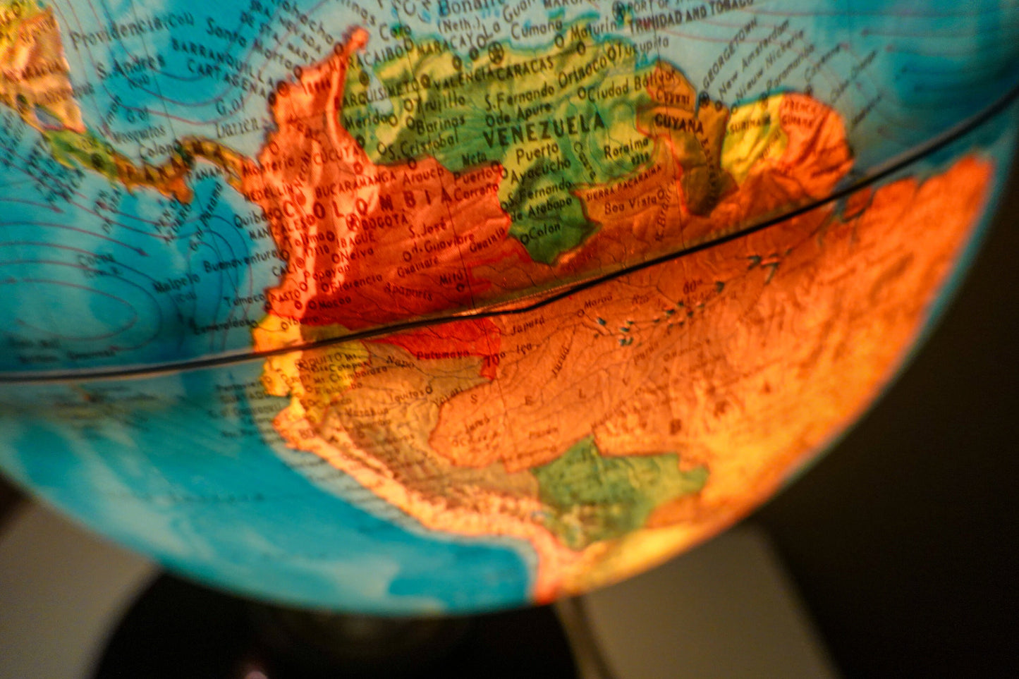 80's Rand McNally Physical Political Illuminated Globe - Vintage Light Up Globe - Rico Florence Designed