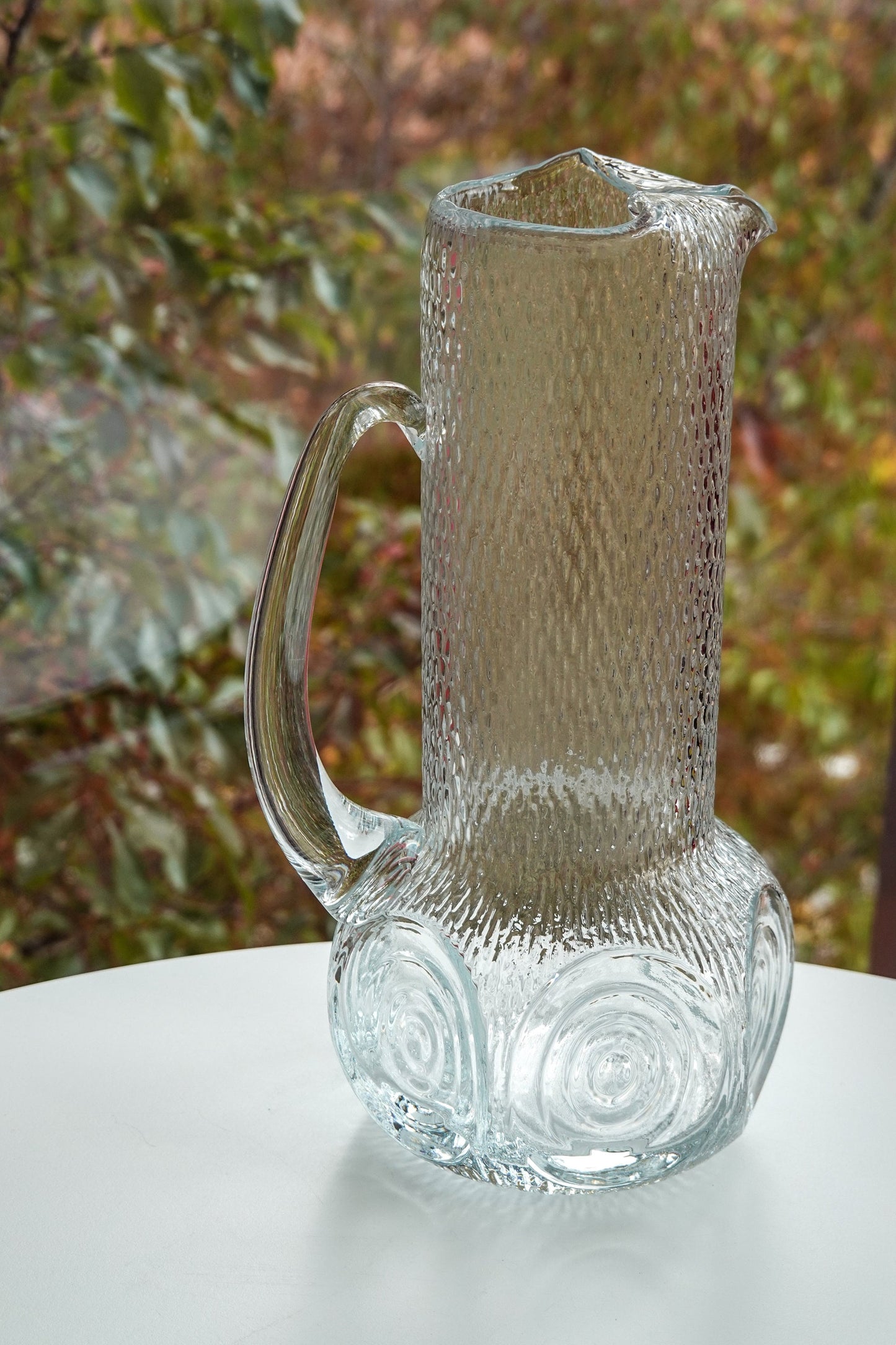 50's - 60's Cocktail Pitcher - UV Reactive MCM Pitcher - Textured Glass