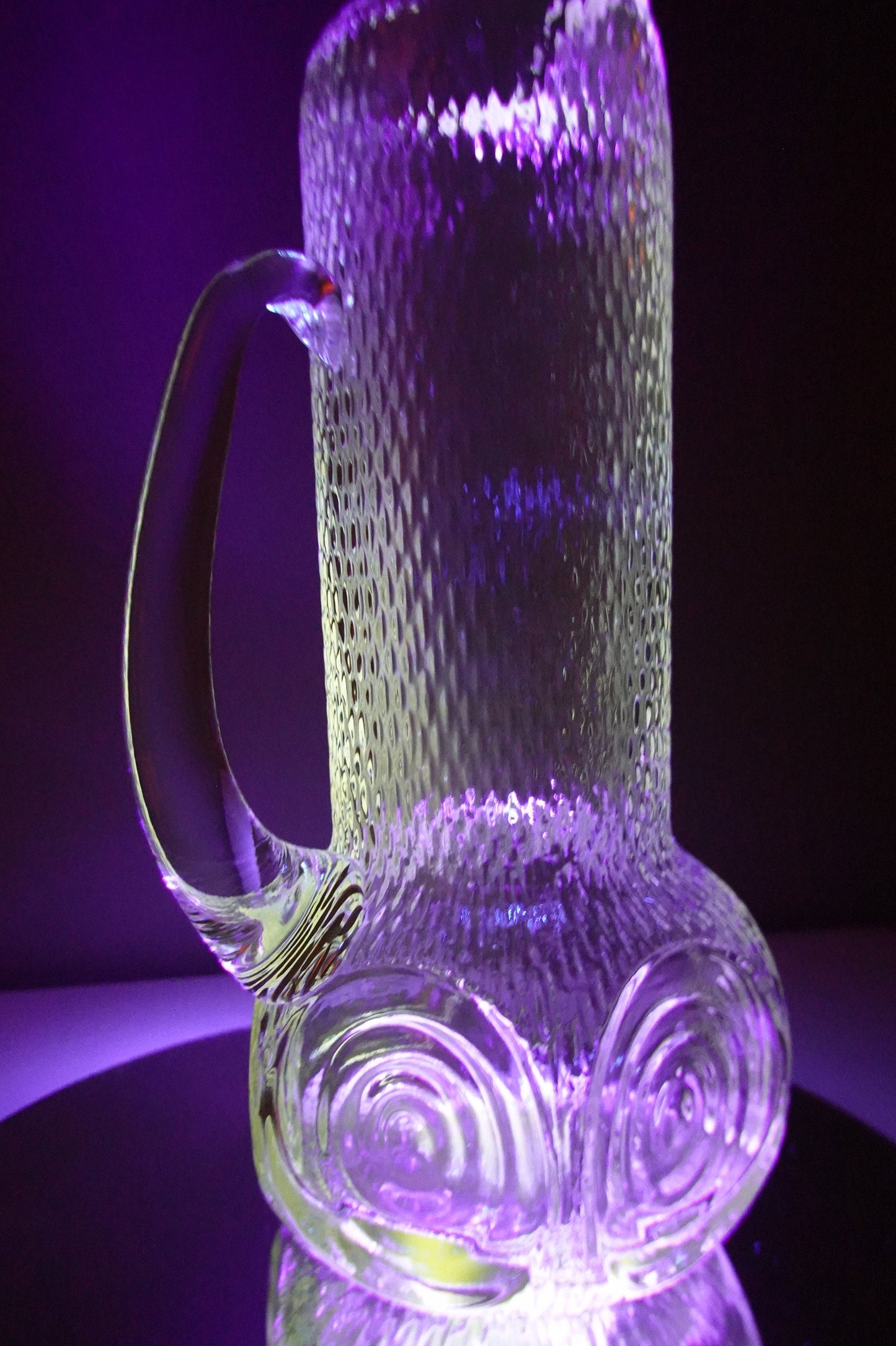 50's - 60's Cocktail Pitcher - UV Reactive MCM Pitcher - Textured Glass