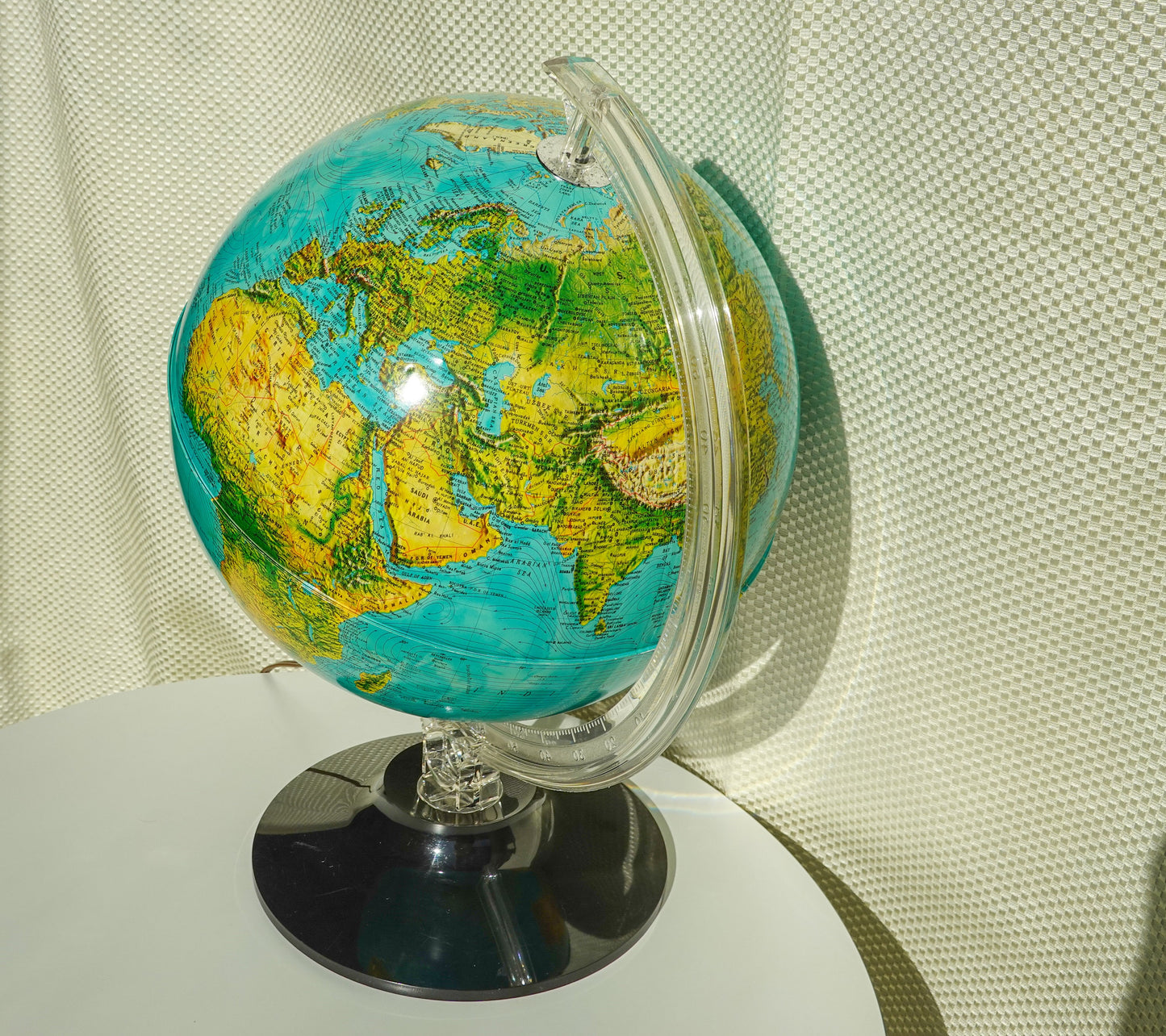 80's Rand McNally Physical Political Illuminated Globe - Vintage Light Up Globe - Rico Florence Designed