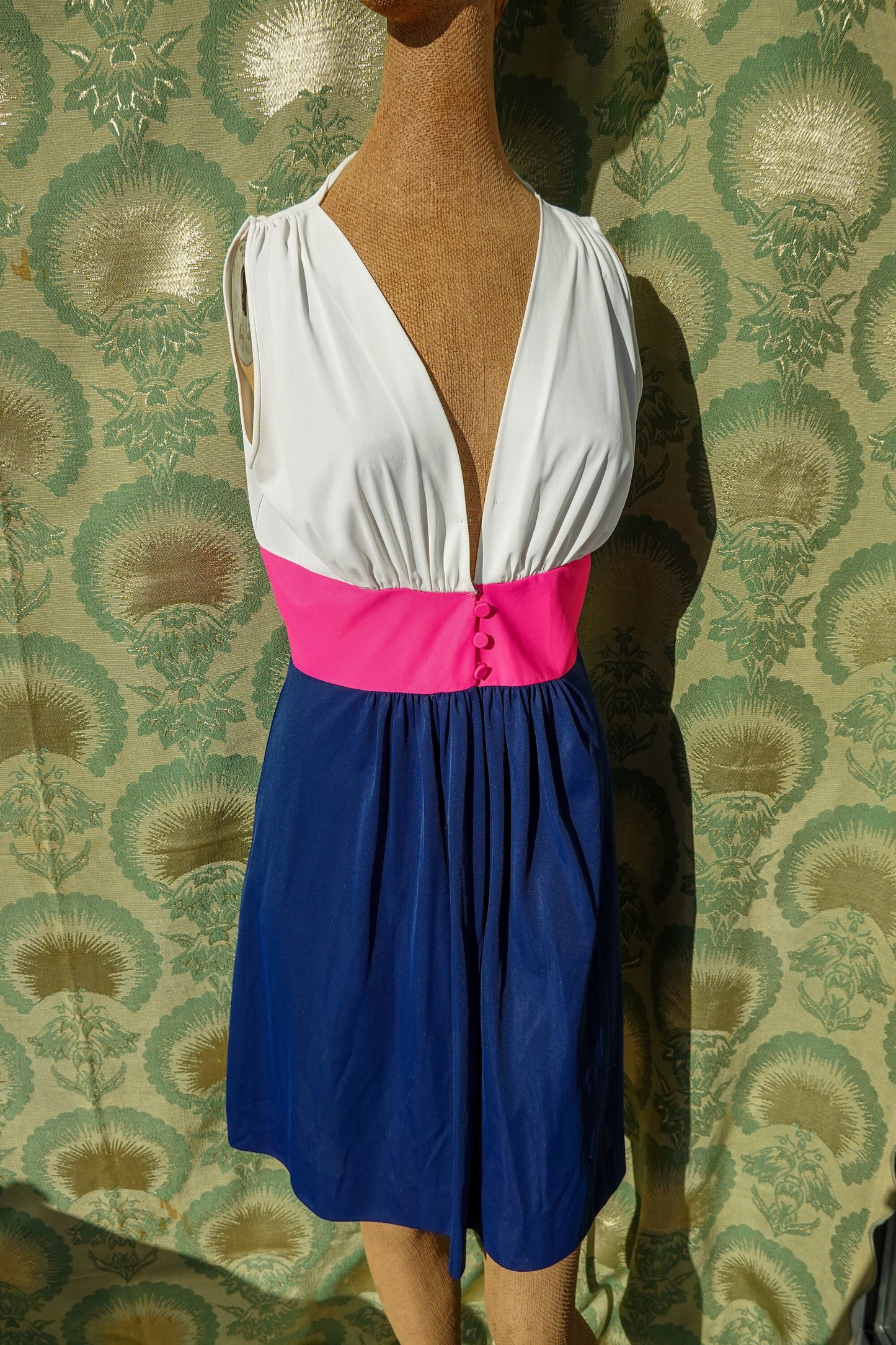 60's Mini Dress Set - Two Piece Color Block Dresses - Gossard Artiemis Polyknit - Vintage Versatile Sleeveless Dress - Small/Medium