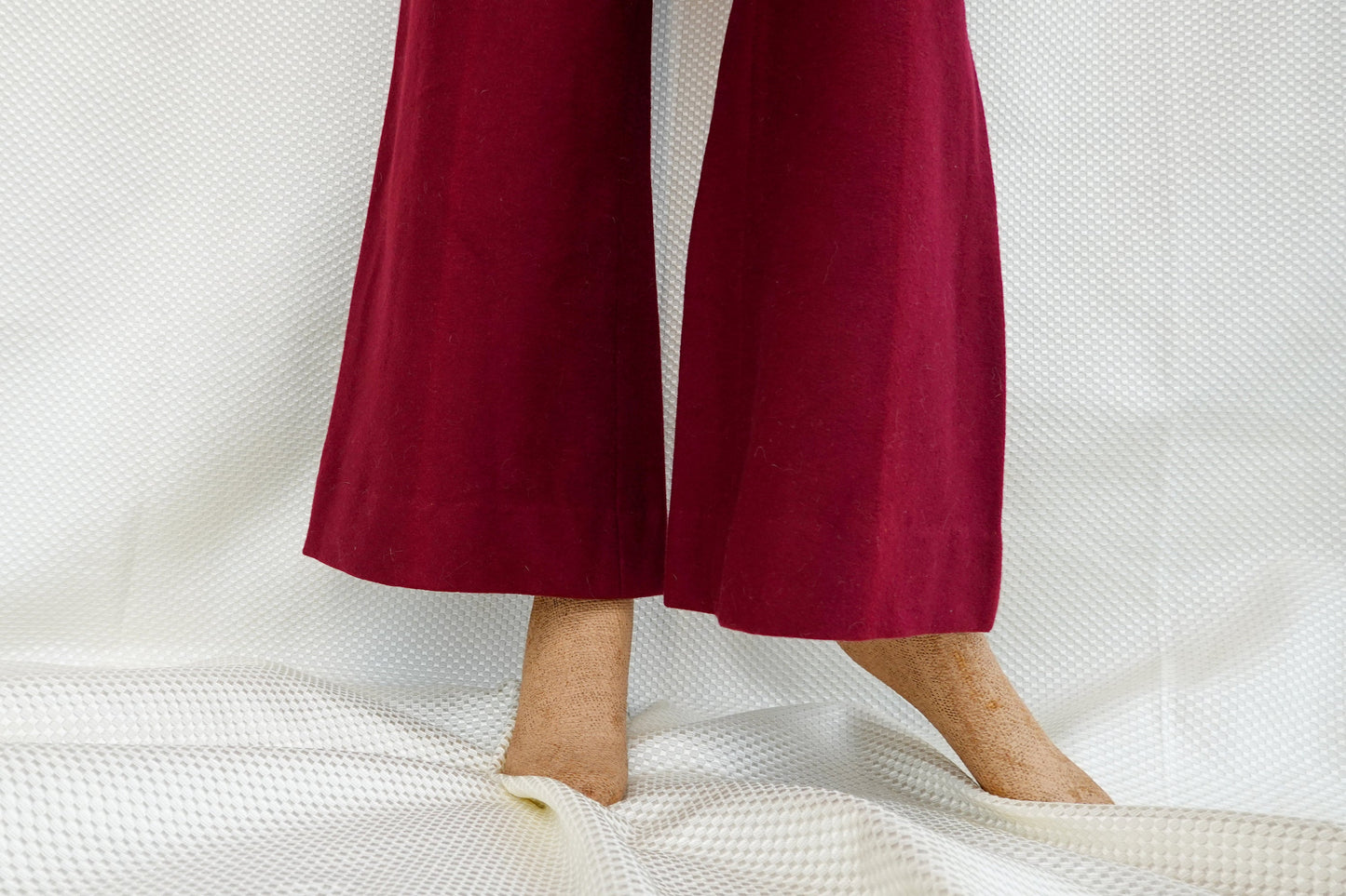 70's Bell Bottom or Super Flare Maroon Wool Pants - Vintage Warm Pants - 27" Waist - Small, Medium
