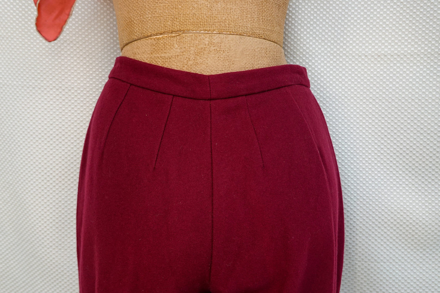 70's Bell Bottom or Super Flare Maroon Wool Pants - Vintage Warm Pants - 27" Waist - Small, Medium