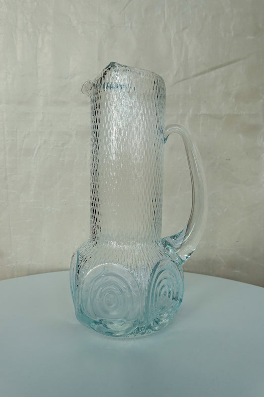 50's - 60's Cocktail Pitcher - UV Reactive MCM Pitcher - Textured Glass