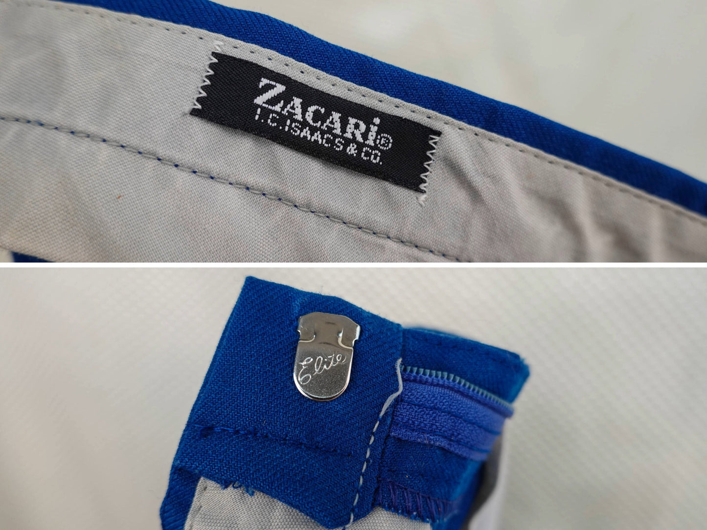 80's High Waist Pants - Vintage Blue Heavy Cotton Pants - Straight Leg, Wide Hips - Zacari - 30" Waist
