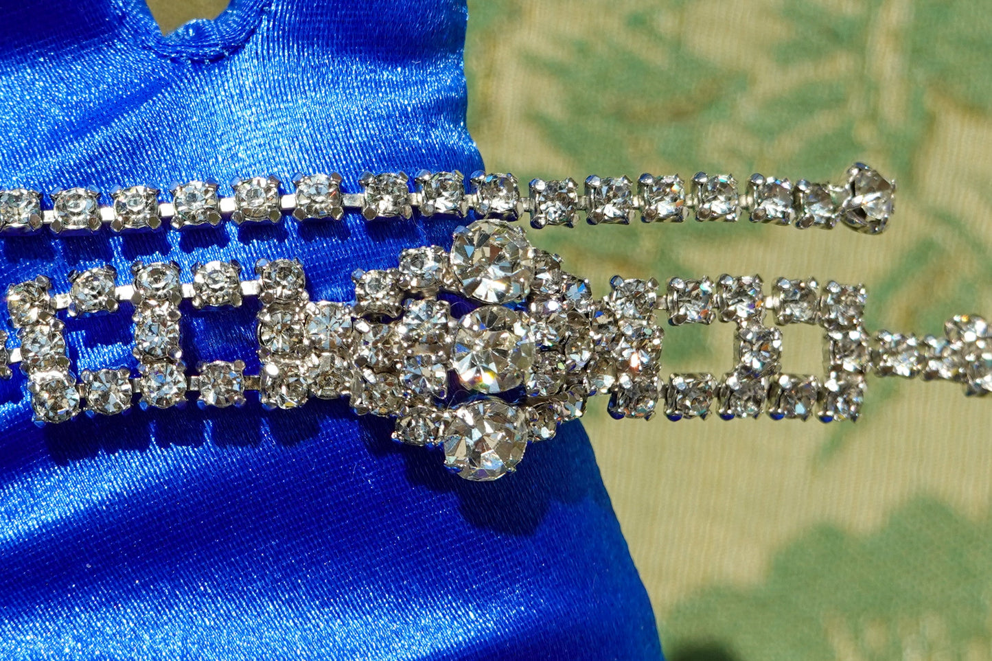 20's Art Deco Necklace - Vintage Clear Rhinestone Adjustable Choker - Multiple Rows - Silver Tone - Vintage Wedding Jewelry