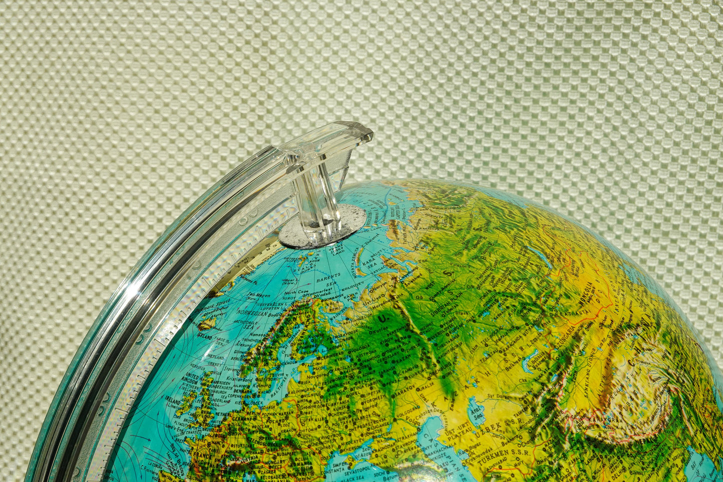 80's Rand McNally Physical Political Illuminated Globe - Vintage Light Up Globe - Rico Florence Designed