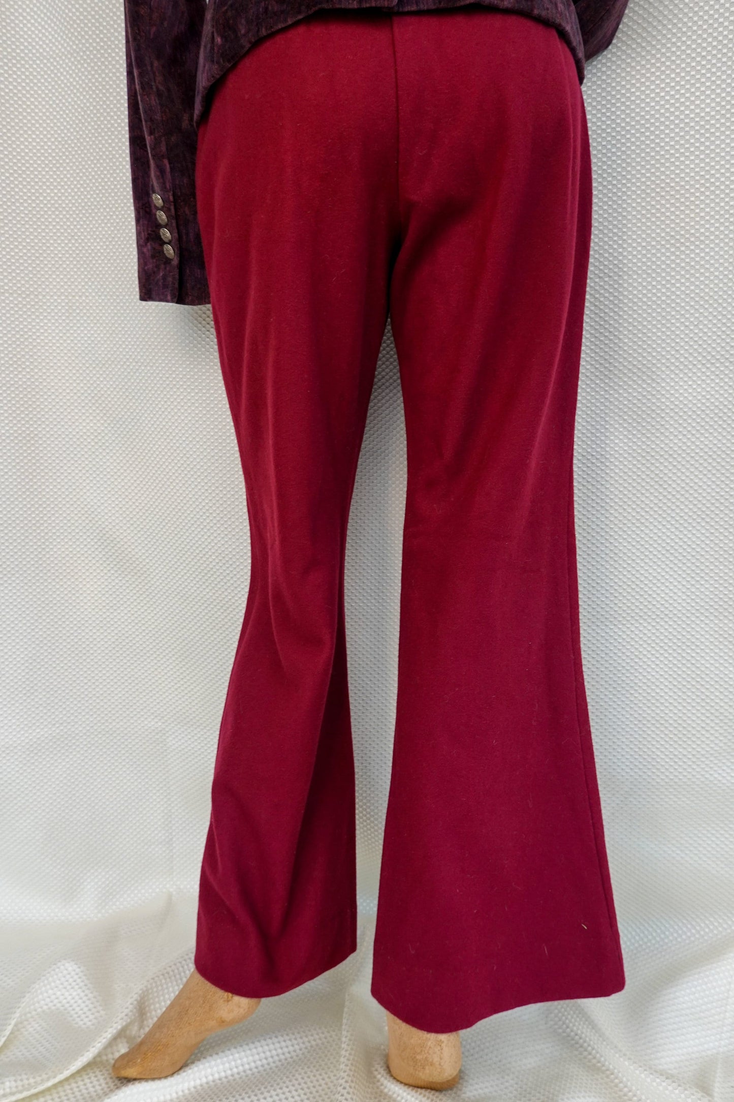 70's Bell Bottom or Super Flare Maroon Wool Pants - Vintage Warm Pants - 27" Waist - Small, Medium
