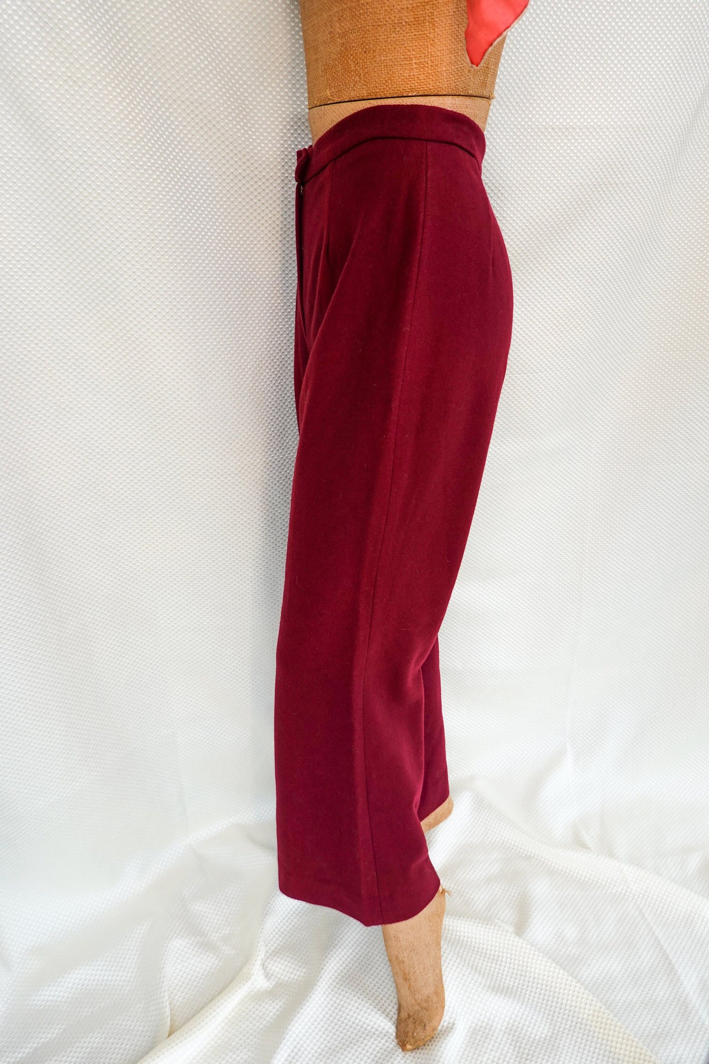 70's Bell Bottom or Super Flare Maroon Wool Pants - Vintage Warm Pants - 27" Waist - Small, Medium