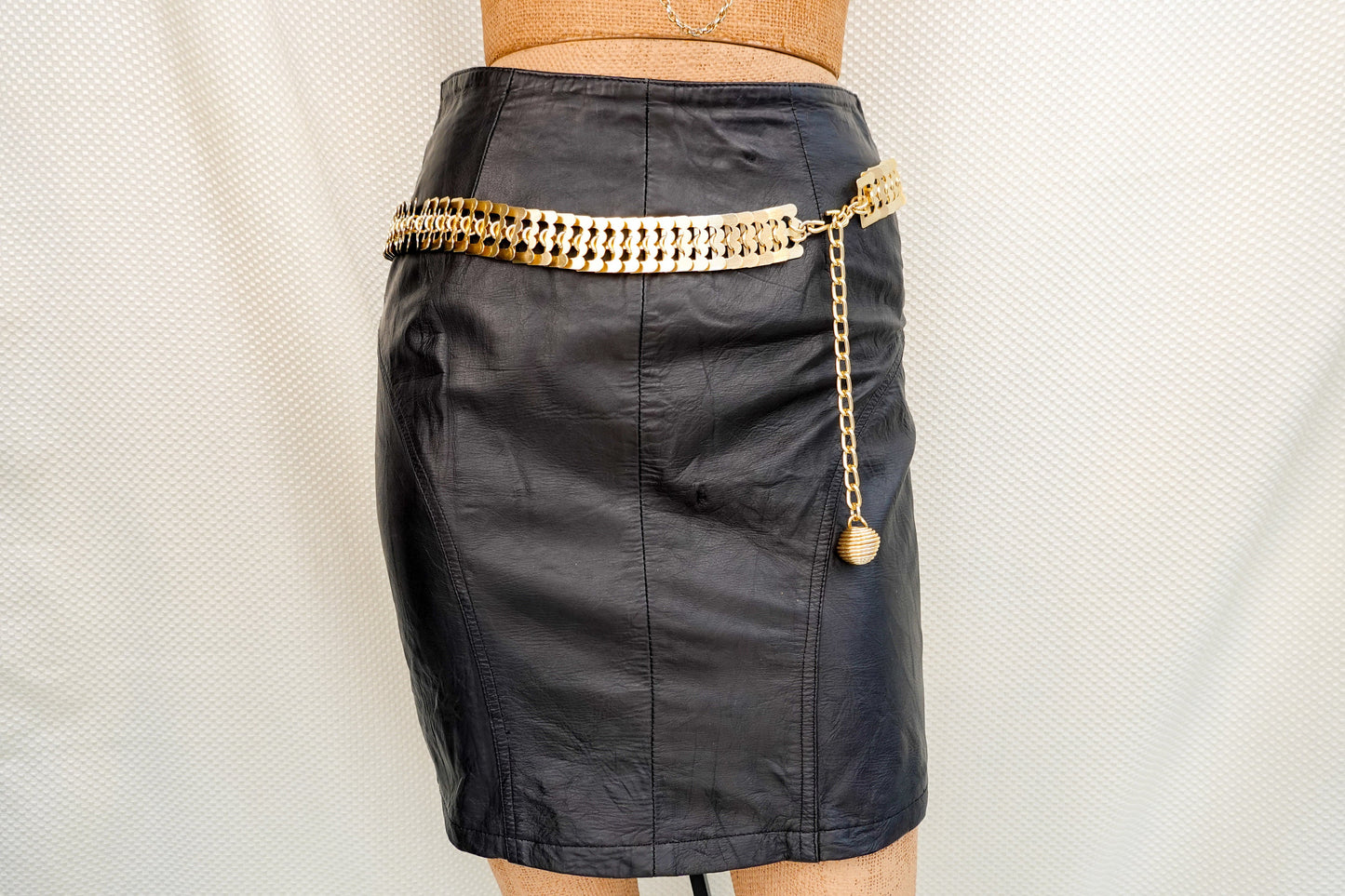 70's Leather Mini Skirt - Vintage Fitted Black Leather Skirt - Flattering Disco Party Skirt by Semi Queen - Small 27" Waist