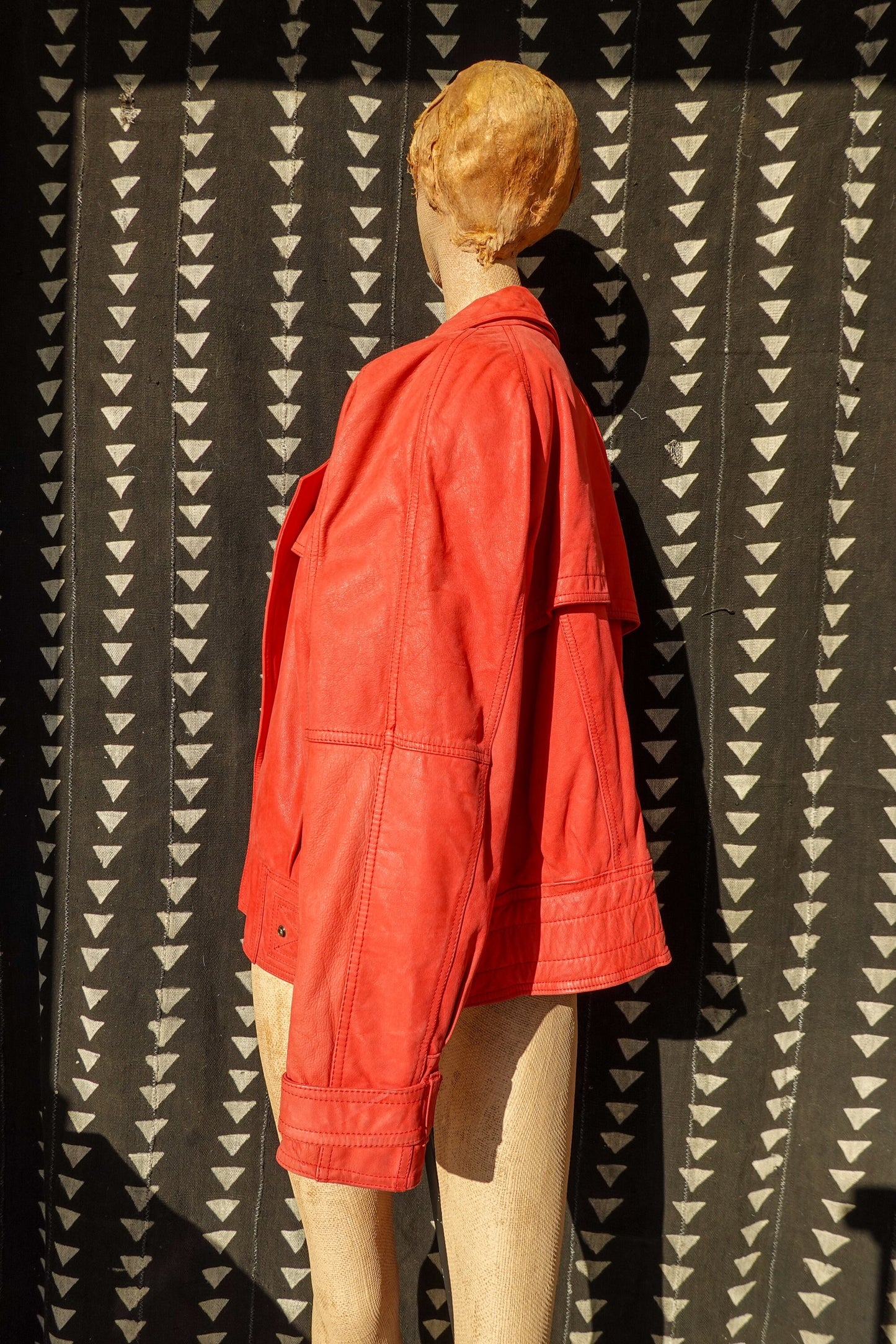 80's Leather Jacket - Dolman Sleeve Biker Jacket - Vintage Red Moto Jacket - G-III Global Identity Leather - Size Large