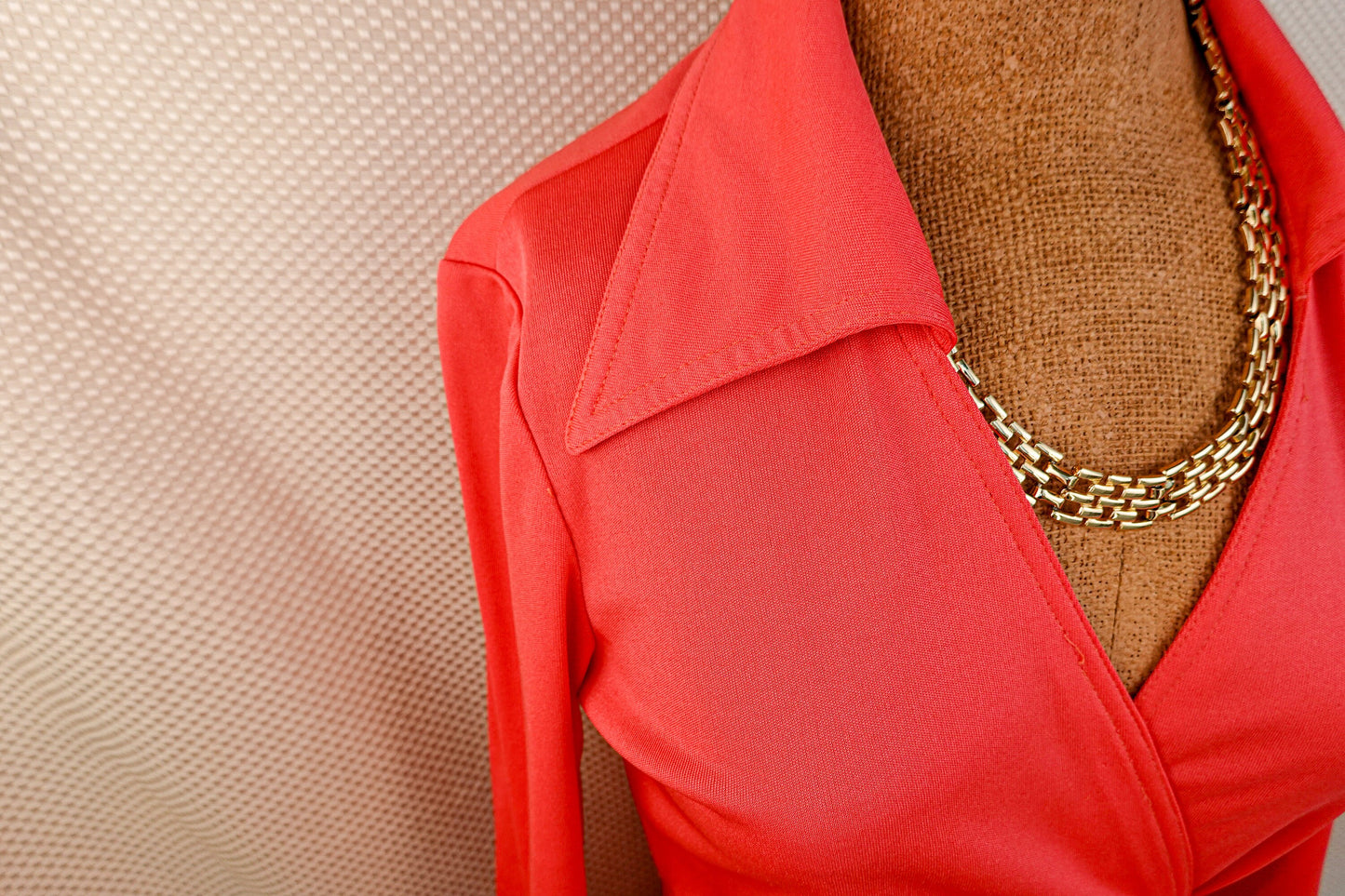 70's Wrap Dress - Vintage Neon Pink Long Sleeve Wrap Dress - Parade New York - Super Flattering - Small